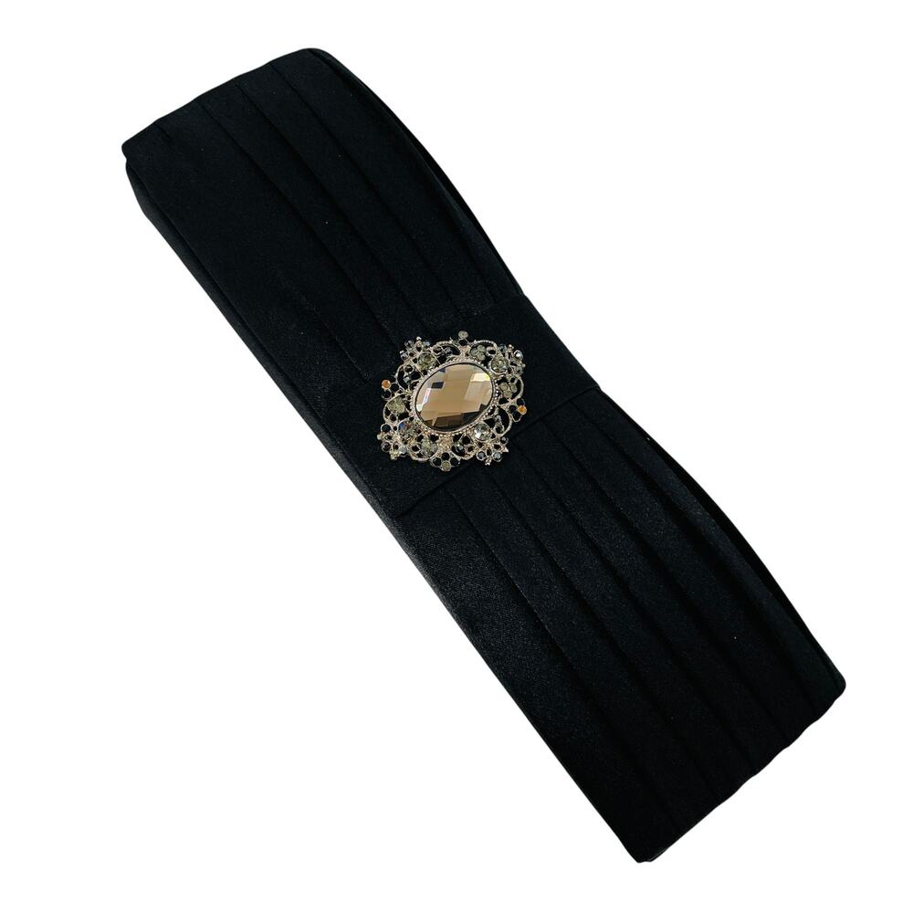 Women Clutch Black Dress Purse Rectangle Cord Strap Rhinestone Embellished - Picture 1 of 10